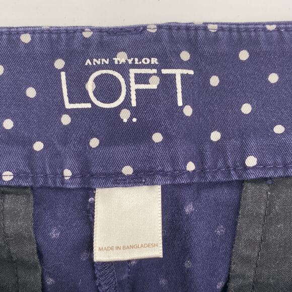 LOFT Navy Blue White Polka Dot Print Original Crop Pants Size 12 - Picture 5 of 8
